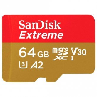 SanDisk Extreme microSDXC Class 10 UHS Class 3 V30 A2 160MB/s 64GB + SD adapter