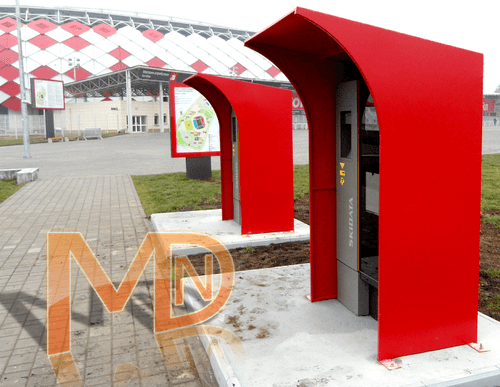 Павильоны для паркомата, установленные на стадионе в Москве Открытие Арена